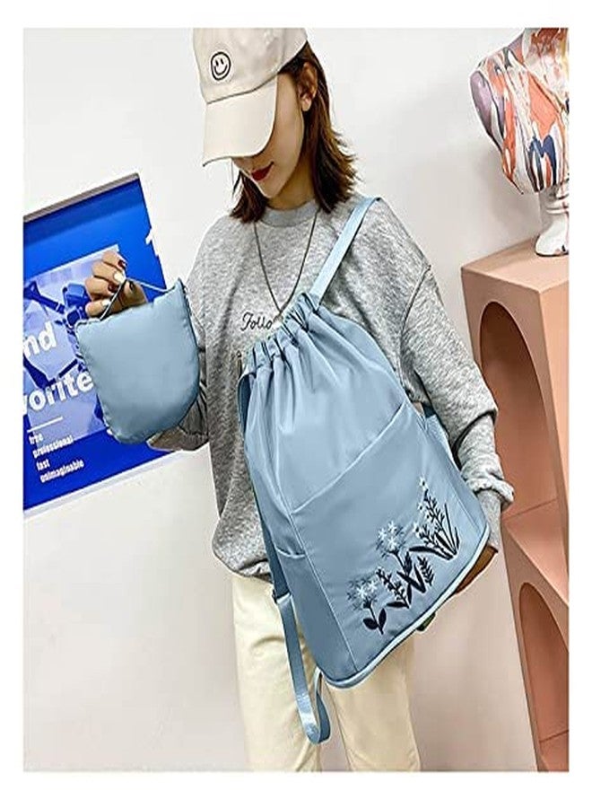 HIMART Large Capacity Folding Travel Bag Foldable Duffel Bag Lightweight Waterproof Travelling Bag,Drawstring Backpack for Outdoor College Travel & Shopping.(Blue Less Bag) - Image 3